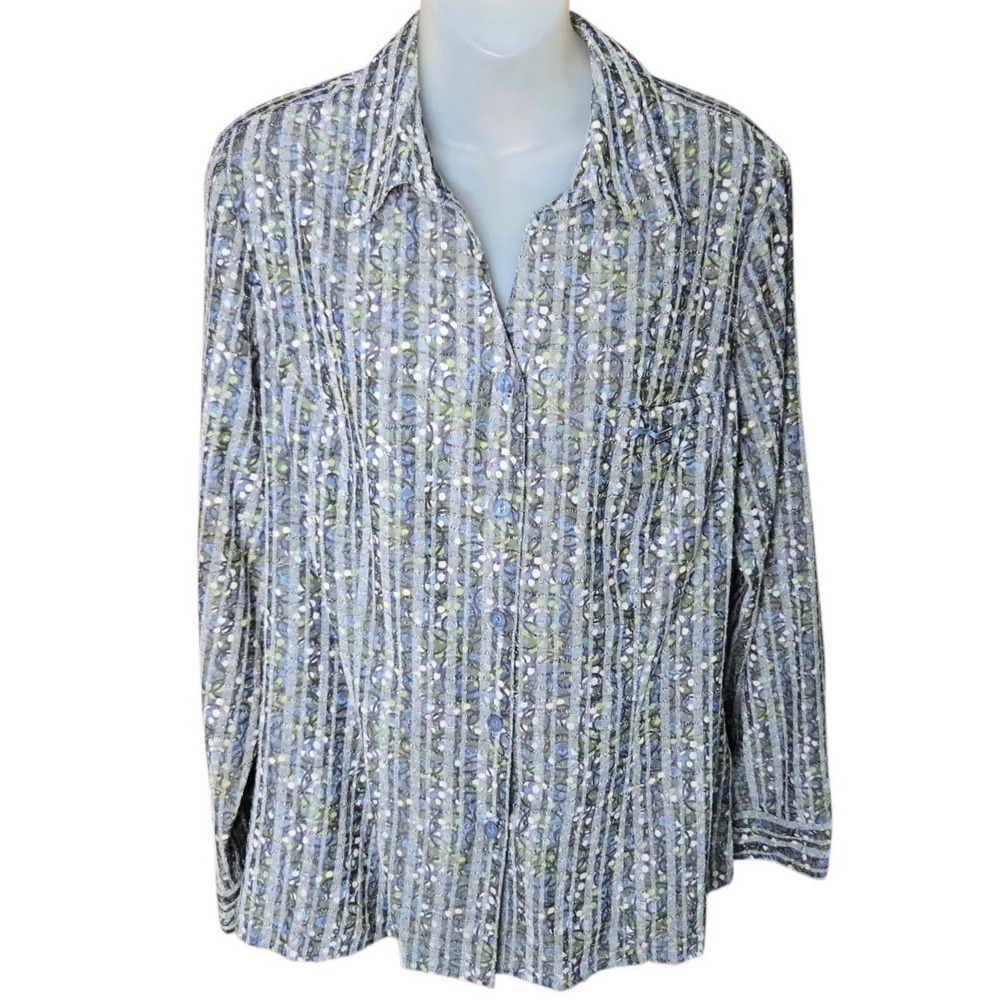CJ Banks Womens Artsy Abstract Shirt Size XL Eclectic Boho Textured Print